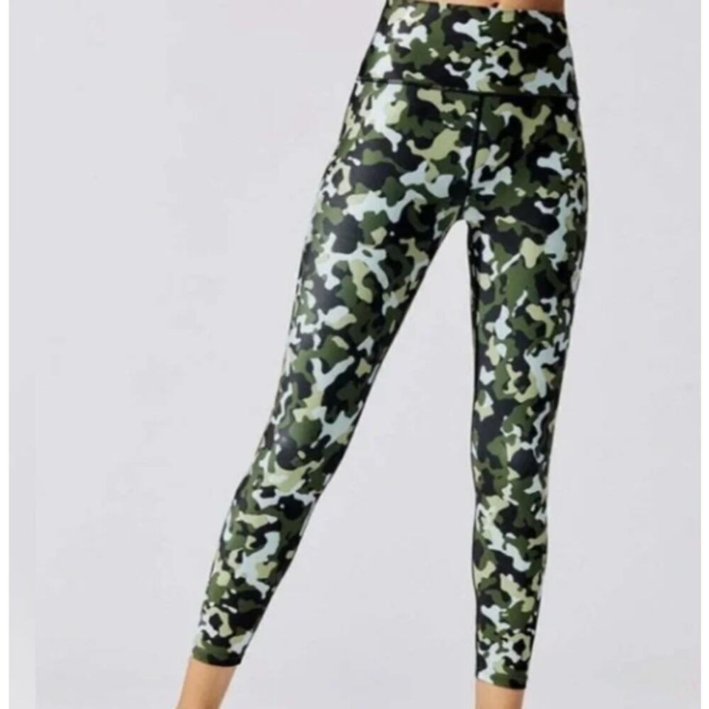 Carbon38 Refreshing Camo Print Leggings High Rise Ankle Length Green Size Small